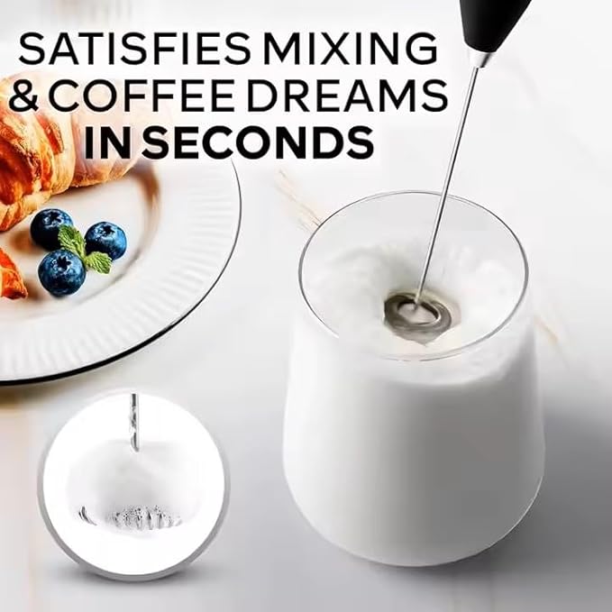 Coffee Foam Maker, Automatic Milk Frother, Handheld Wand, Drink Mixer, Stirrer, Battery-Operated, Lattes, Cappuccinos, Frothy Milk, Easy to Use, Kitchen Essential, Espresso, Milk Frother Wand
