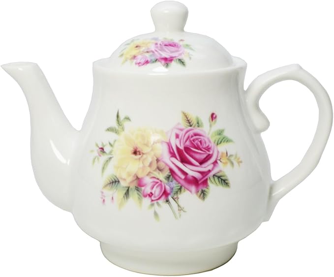 European Style Porcelain Teapot, Coffee Tea Water Pot Vintage Ceramic Kettle (14oz)
