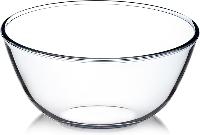 NUTRIUPS 4.5 Quart Large Glass Mixing Bowl, Clear Large Salad Bowls Glass Big Mixing Bowls for Kitchen
