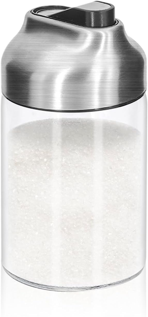 Aelga Glass Sugar Dispenser with Pour Spout, Weighted Pourer, Coffee Bar Accessories for Coffee, Tea and Baking