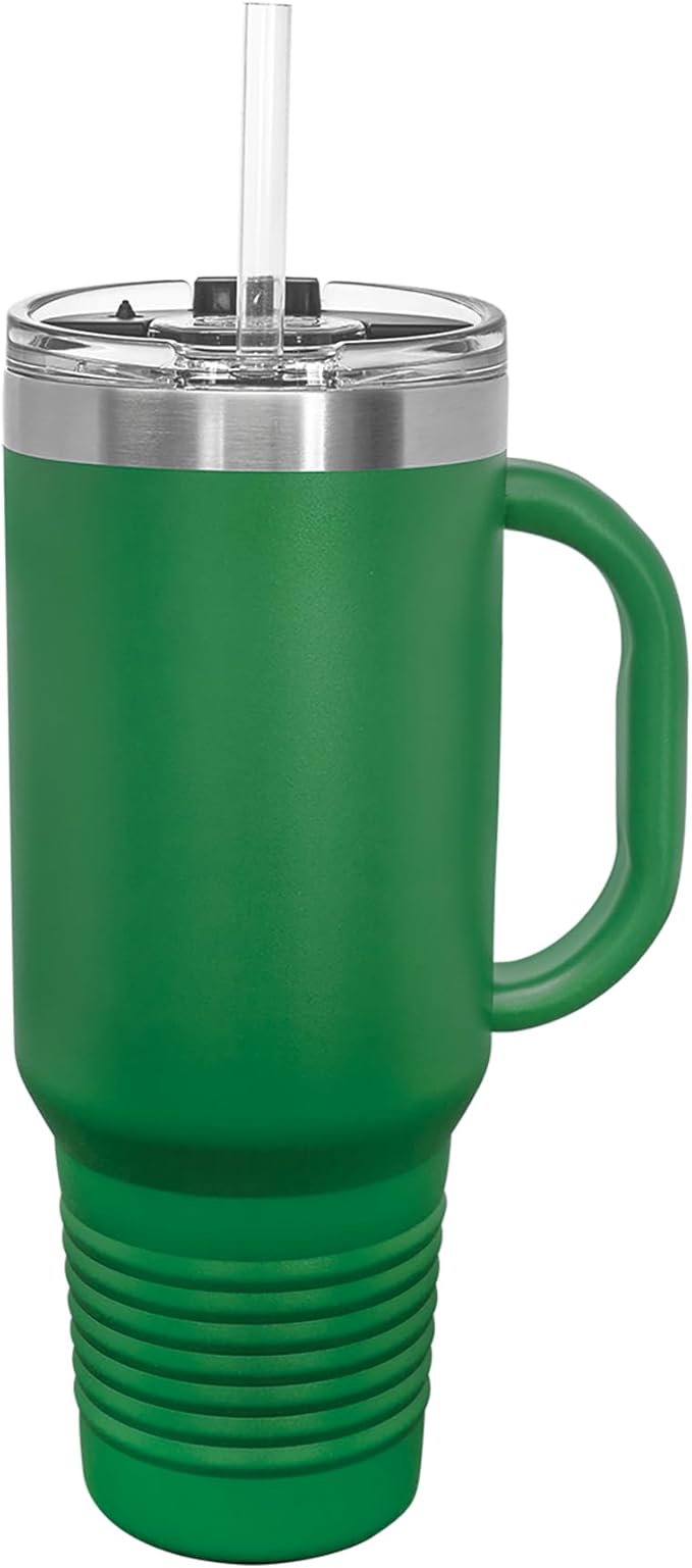 LaserGram 40oz Vacuum Insulated Travel Mug with Handle, Sushi, Personalized Engraving Included (Green)