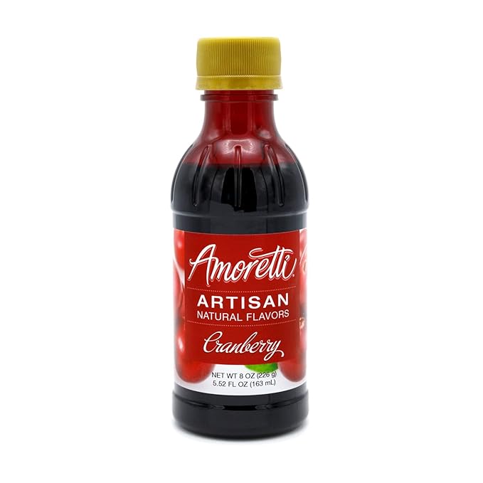 Amoretti - Natural Cranberry Artisan Flavor Paste, 8 oz, Perfect For Ice Cream, Beverages, Cakes, and more, Preservative Free, Vegan, Gluten Free, No Artificial Sweeteners, Highly Concentrated