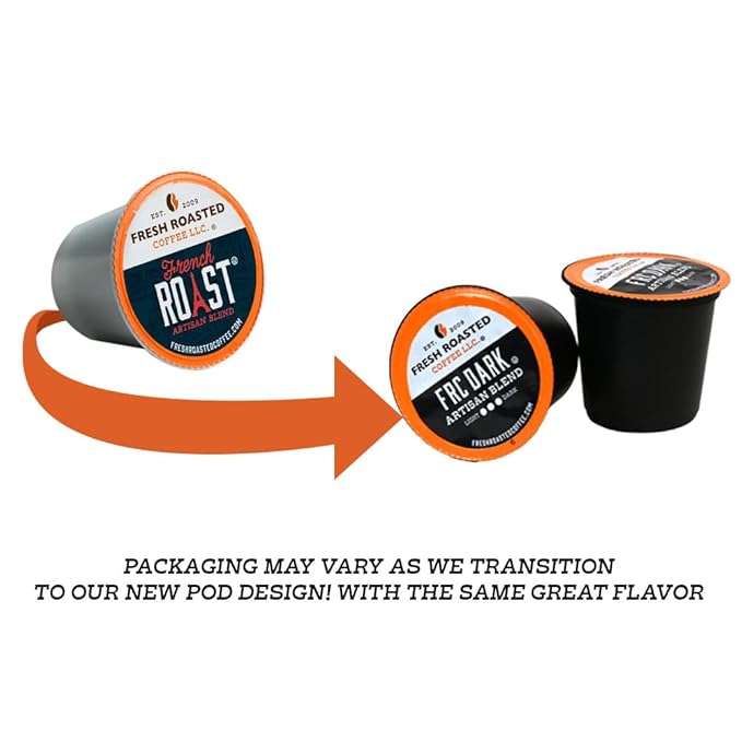 Fresh Roasted Coffee, French Roast, Dark, 24 Pods for K Cup Brewers