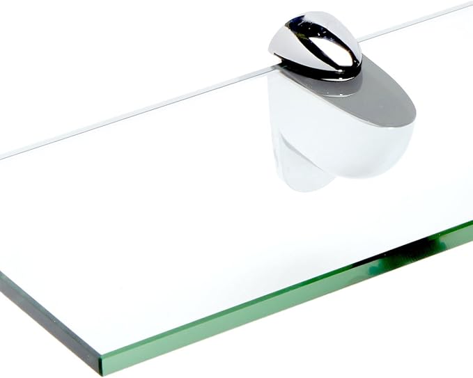 Spancraft Glass H-6x12-Chrome Heron Glass Shelf, Chrome, 6" x 12"
