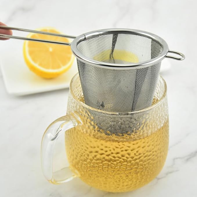 Stainless Steel Tea Strainer Set of 2 Reusable Fine Mesh Tea Filters for Loose Leaf Brewing and Herbal Infusions Kitchen Accessories
