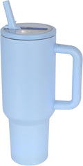 40 oz Insulated Tumbler with Handle,Flip Straw,Lid & Rubber Base Stainless Steel Water Bottle - Leak Proof Vacuum Insulated Mug BPA Free Reusable Travel Cup Gifts for Women/Men (light blue)