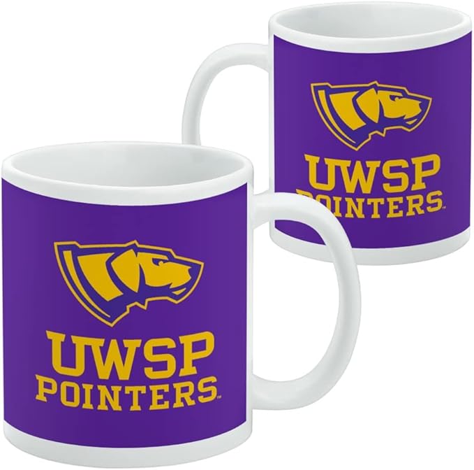 University of Wisconsin-Stevens Point Pointers Logo Ceramic Coffee Mug, Novelty Gift Mugs for Coffee, Tea and Hot Drinks, 11oz, White
