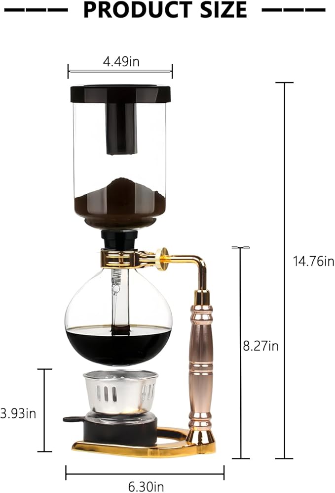 Siphon Coffee Maker Stovetop, Vacuum Syphon Coffee Machine 5 Cups with Heat-Resistant Glass Carafe & Stainless Steel Filter, Ideal for Home Use, Coffee Enthusiasts, Gift for Coffee Lovers