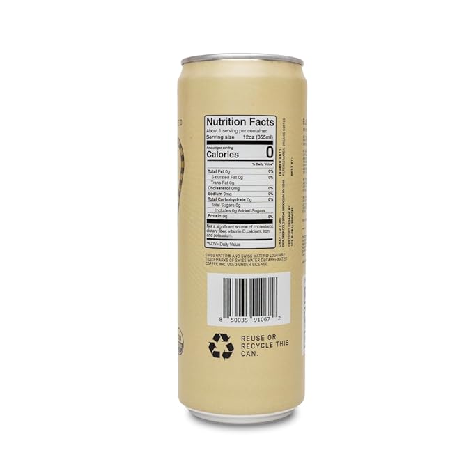 Explorer Seeker Ready-to-Drink Organic Cold Brew Coffee, with 65 mg of Caffeine per Serving, Black, Unsweetened, and Fair Trade, 12 fl oz (Pack of 12)