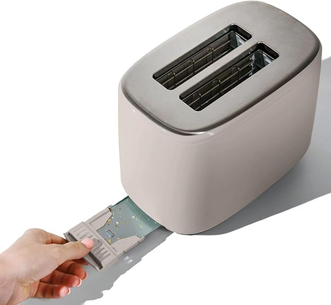 Beautiful by Drew Barrymore 2-Slice Toaster, Touch-Activated Display, 7 Shade Settings, Bagel/Frozen/Reheat Presets. (Porcini Taupe)
