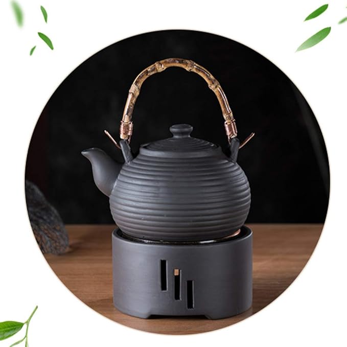 Cabilock Ceramic Tea Warmer with Candle Stand and Mat 4.5 Inch Compact Teapot Heater for Home Cafe Milk Warmer and Office Use