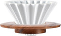 Ceramic Coffee Dripper Pour Over Coffee Maker with Wood Stand Elegant Flower Shape Filter