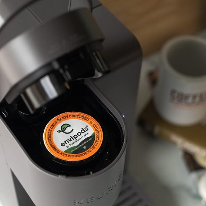 Fresh Roasted Coffee, USDA Organic Peru envipods | 3rd Party Tested for Pesticides, Mold, Mycotoxins, BPI Compostable, Kosher | Med Roast 72 CT Compatible With 1.0 & 2.0 K Cup Brewers