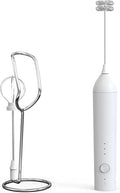 Handheld Milk Frother Wand Rechargeable with Stand - Double Whisk Milk Frother Handheld -3 Speed Levels- Coffee Stirrers Electric Drink Mixer - Coffee Frother Handheld