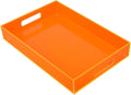 Large Acrylic Tray Ottoman Coffee Table Tray with Handles 17x13'' Decorative Serving Platter for Food Tea Dinner Snack Eating Bar Party, Neon Orange