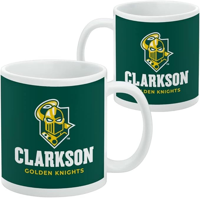 Clarkson Golden Knight Ceramic Coffee Mug, Novelty Gift Mugs for Coffee, Tea and Hot Drinks, 11oz, White
