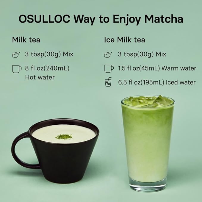 OSULLOC Volcanic Isle Matcha Milk Tea – Premium Jeju Matcha Latte Powder, Just Add Water, Creamy & Smooth, Large Pouch (10.6oz, 300g)