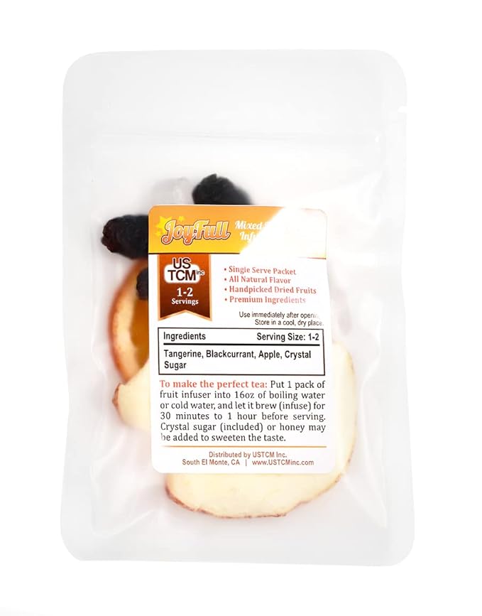 USTCM JoyFull Mixed Fruit Infusions Fruit Tea Single Pack All Natural Dried Fruits Mixed Flavors Make Perfect Tea! 15g (Tangerine, Blackcurrant, Apple, Pack of 3)