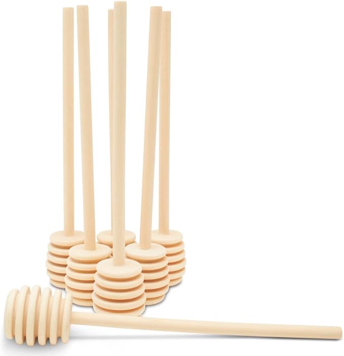 Wooden Honey Dipper Sticks, Honey Comb Wand Stirrers for Tea, Honeycomb Dripper Stir Spoons, Wood Dabber Combs Drizzler Sticks for Cake Pops, 8" Charcuterie Drizzle Dippers Pack of 12 by Woodpeckers