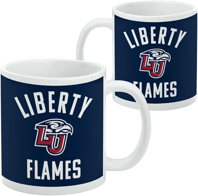 Liberty University Flames Logo Ceramic Coffee Mug, Novelty Gift Mugs for Coffee, Tea and Hot Drinks, 11oz, White