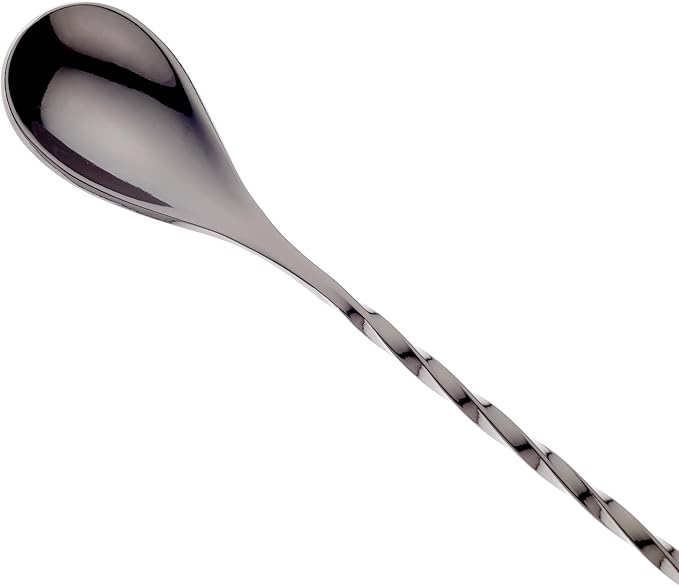 Barfly 13.2-inch Diamond Lattice Etch Bar Spoon, Gun Metal Black