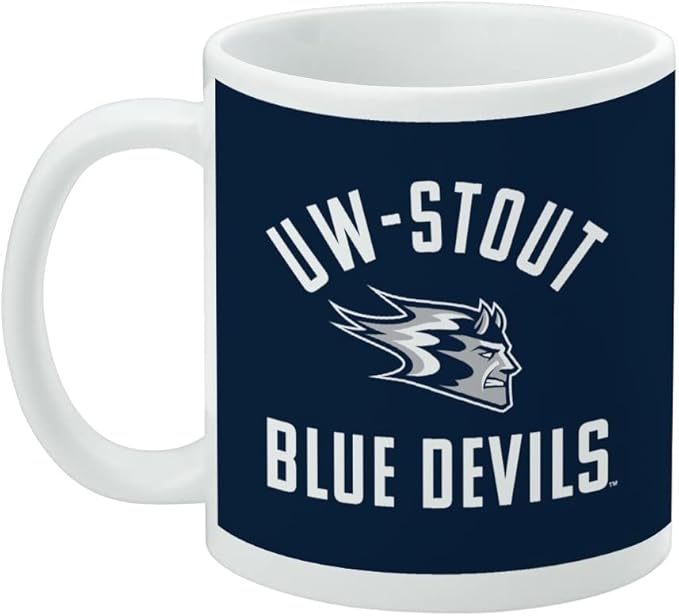 University of Wisconsin - Stout Blue Devils Logo Ceramic Coffee Mug, Novelty Gift Mugs for Coffee, Tea and Hot Drinks, 11oz, White
