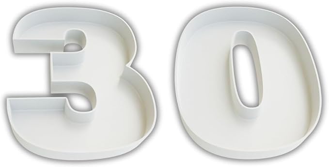 Hard Plastic Reusable Fillable Letters Numbers Serving Trays for Party Decoration (30, White)