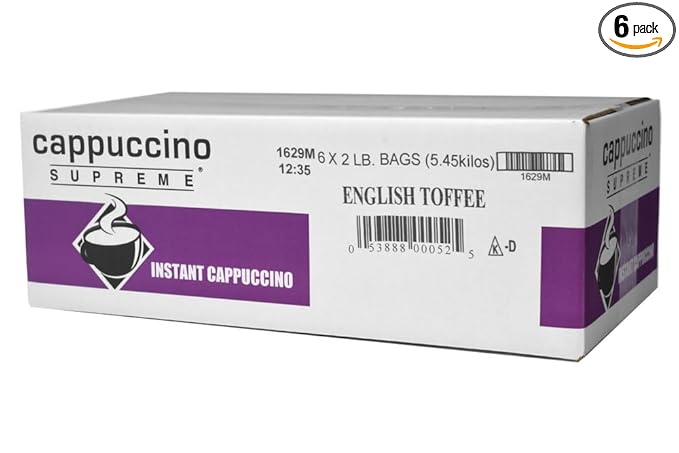 Cappuccino Supreme English Toffee Instant Cappuccino Mix 6 x 2 lbs
