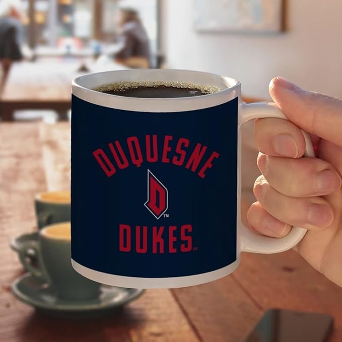 Duquesne University Dukes Logo Ceramic Coffee Mug, Novelty Gift Mugs for Coffee, Tea and Hot Drinks, 11oz, White
