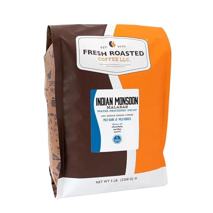 Fresh Roasted Coffee, Organic Honduran Water-Processed Decaf | USDA Organic, 100% Single Origin, Kosher | Medium Roast 5 lb (80 oz) Whole Bean