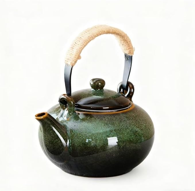 Toptier Leaf Teapot, Porcelain Tea Pot with Stainless Steel Infuser, Blooming & Loose Leaf Ceramic Teapot, 37 Ounce,green