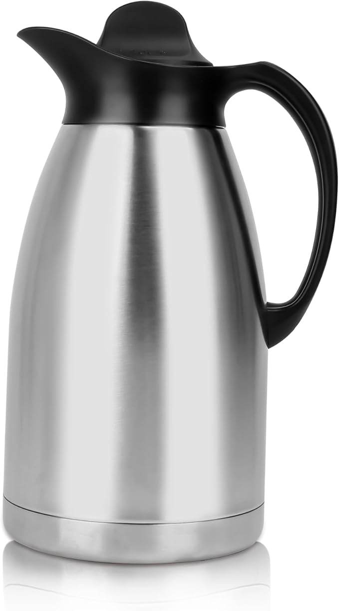 ShineMe 68Oz(2L) Coffee Carafes for Keeping Hot, Double Walled Vacuum Stainless Steel Coffee Urn, Insulated Hot Water & Coffee Dispenser with Airtight Lid, 12H Heat/24H Cold Retention