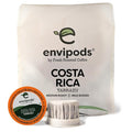 Fresh Roasted Coffee, Costa Rican Tarrazu Compostable envipods, Medium Roast, Kosher, 12 Count,for Keurig K Cup Brewers | Not for use in Ninja or Hamilton Beach Brewers
