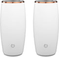 SNOWFOX Premium Vacuum Insulated Stainless Steel Beer Glass, Home Bar Accessories, Elegant Bartending, Lightweight Pint Glasses, Sleek Drinkware, Frosty Beverages Stay Cold, 18oz, Set of 2,White/Gold