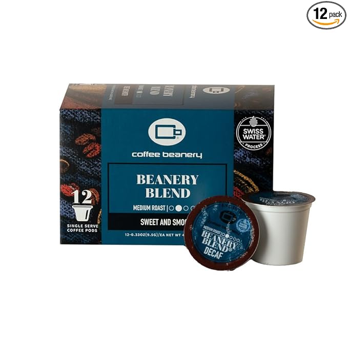 Decaf Beanery Blend Single Serve Coffee Pods | 12ct | SWP Decaf Coffee | 100% Specialty Arabica Coffee