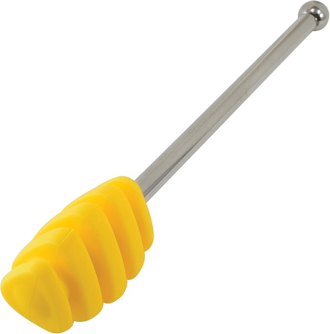 CybrTrayd Silicone Honey Dipper with Stainless Steel Handle, Yellow