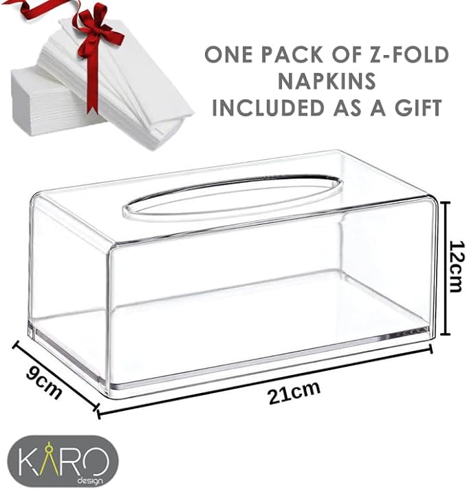 KARO DAILY - Napkin Dispenser with Napkin Pack Included – Durable, Sturdy & High-Grade Plastic Napkin Holder for Kitchen, Restaurant, Home & Office Tabletop Use