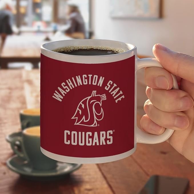 Washington State Cougar Ceramic Coffee Mug, Novelty Gift Mugs for Coffee, Tea and Hot Drinks, 11oz, White