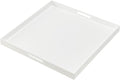 Oversize Extra Large King Size Bed Tray for eating Big Glossy White Acrylic Serving Tray with Handles 24x24 Inch -Spill Proof- Decorative Countertop Organizer for Ottoman,Bed,Party, Butler Tray