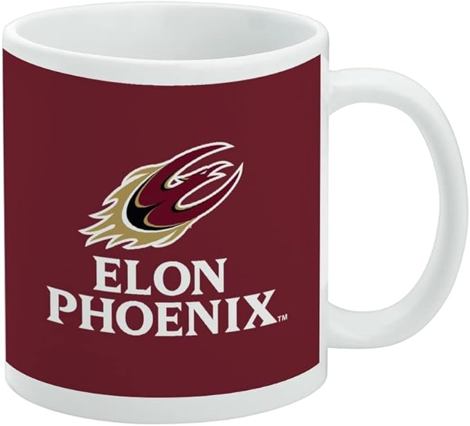 Elon University Phoenix Logo Ceramic Coffee Mug, Novelty Gift Mugs for Coffee, Tea and Hot Drinks, 11oz, White