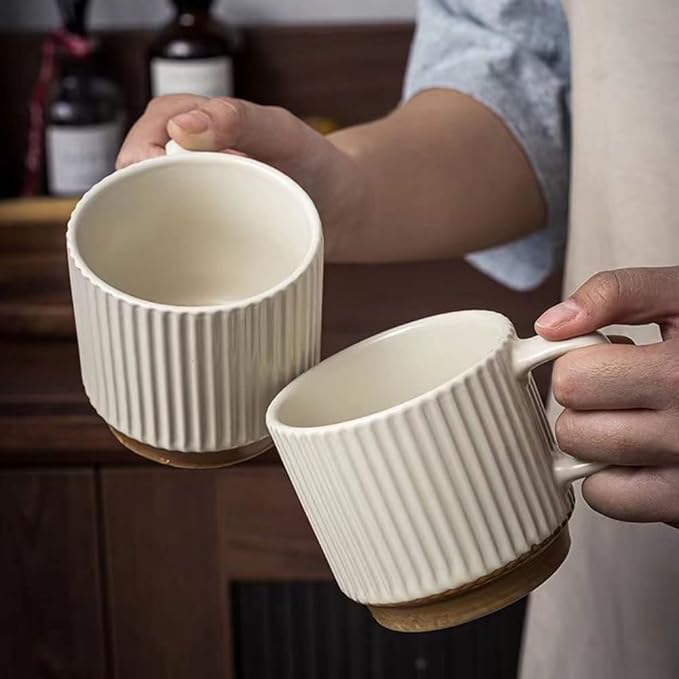 Ceramic Mug 2Pcs, Ceramic Coffee Cups,milk cup, Ceramic mugs for home and office,Microwave safe milk coffee cup