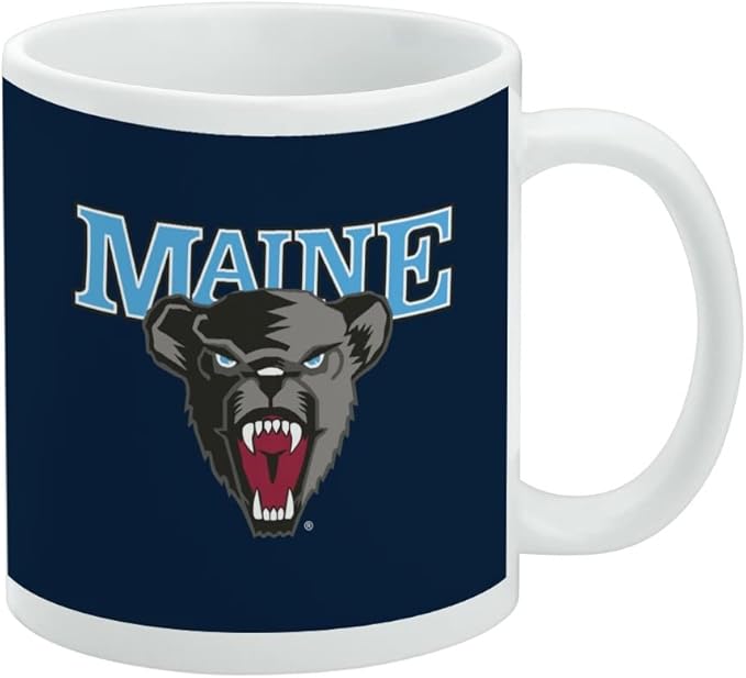 University of Maine Black Bears Logo Ceramic Coffee Mug, Novelty Gift Mugs for Coffee, Tea and Hot Drinks, 11oz, White