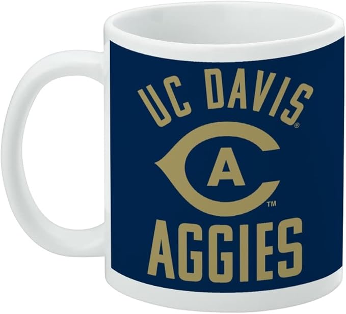 UC Davis Aggies Logo Ceramic Coffee Mug, Novelty Gift Mugs for Coffee, Tea and Hot Drinks, 11oz, White
