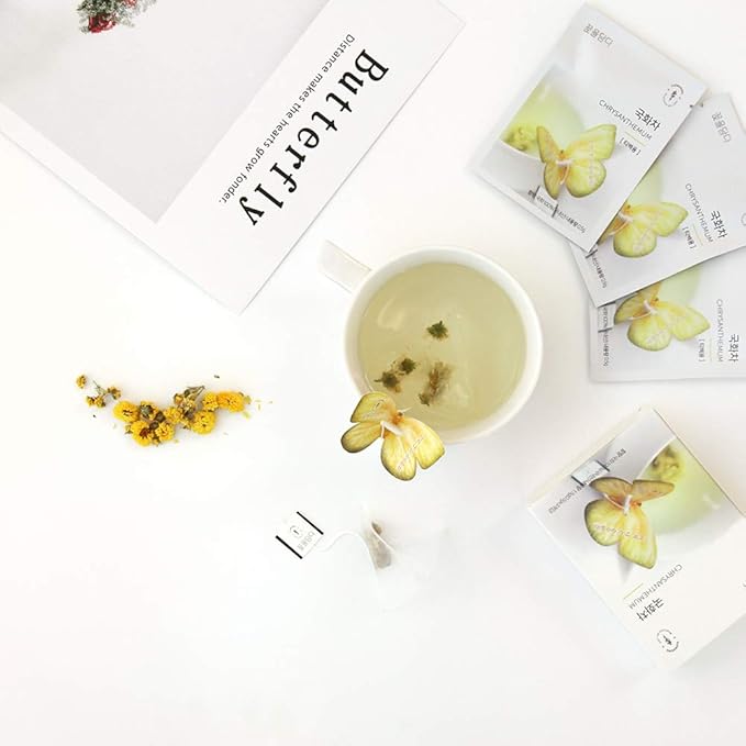 KKOKDAM Korean Tea Gift Set – 6 Flavor Butterfly Tea Bag Sampler – Elegant Box for Tea Lovers - Unique Christmas Gift