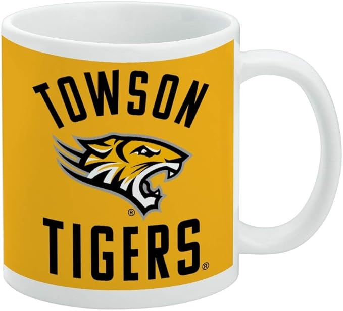 Towson University Tigers Ceramic Coffee Mug, Novelty Gift Mugs for Coffee, Tea and Hot Drinks, 11oz, White
