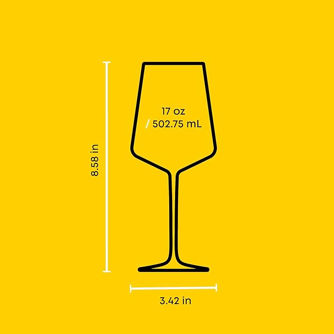 JoyJolt Sidney White Wine Glasses Set of 4 | 17 oz Modern Crystal Wine Glasses also for Red Wine | Home Bar Glass Set | Wedding Registry and Hosting Gifts | Premium Crystal Stemware Made in Europe
