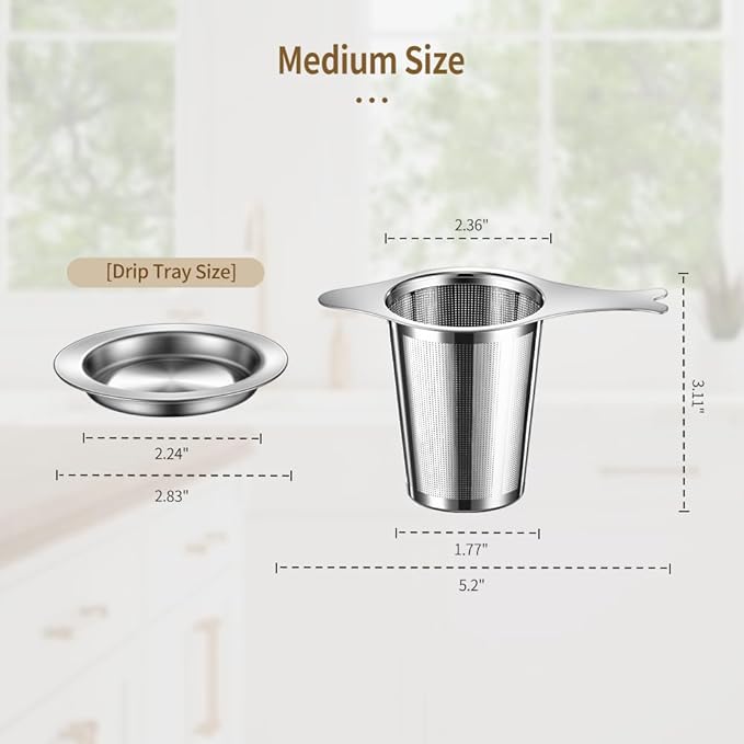 2PCS Tea Infuser for Loose Leaf Tea, BOMANSIN BOMS Loose Leaf Tea Steeper Strainer with Double Handles, Extra Fine Mesh Ball Infusers, Diffuser Holder Filter for Mugs, Tea Strainers for Loose Tea