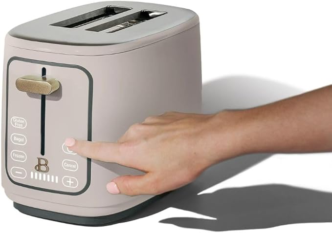Beautiful by Drew Barrymore 2-Slice Toaster, Touch-Activated Display, 7 Shade Settings, Bagel/Frozen/Reheat Presets. (Porcini Taupe)