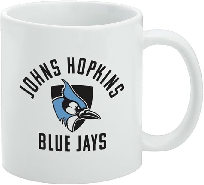 Johns Hopkins University Blue Jays Logo Ceramic Coffee Mug, Novelty Gift Mugs for Coffee, Tea and Hot Drinks, 11oz, White