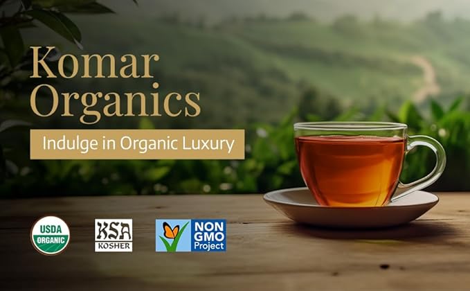 Komar Organics Irish Breakfast Tea – 16Oz USDA Organic Black Loose Leaf Tea – Certified Kosher Ceylon and Assam Black Tea Loose Leaf Rich in Antioxidants – Energy Boosting Organic Black Tea for Morning, Afternoon